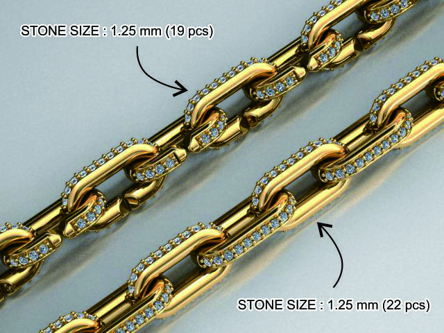 LINK CHAIN FOR NECKLACE WITH STONE 3D print model_4