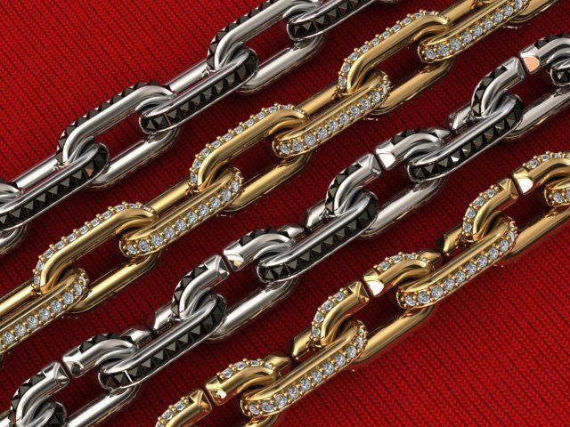 LINK CHAIN FOR NECKLACE WITH STONE 3D print model_1