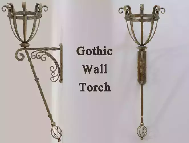 Gothic Wall Torch 01 - Game Ready Free low-poly 3D model