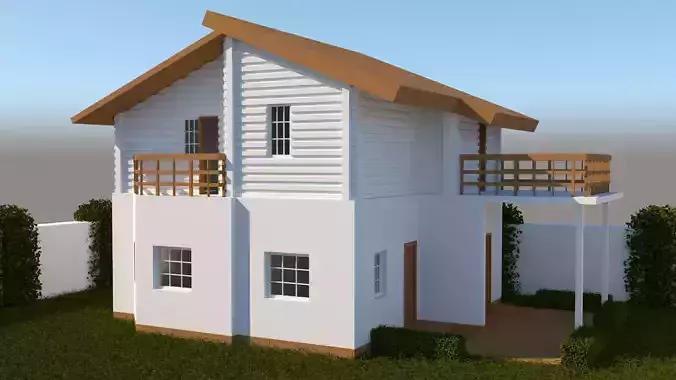 Exterior Model - Duplex House 3D Model Design