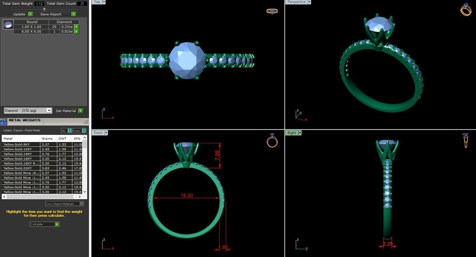 Princess Diamond Engagement Ring 3D print model_7