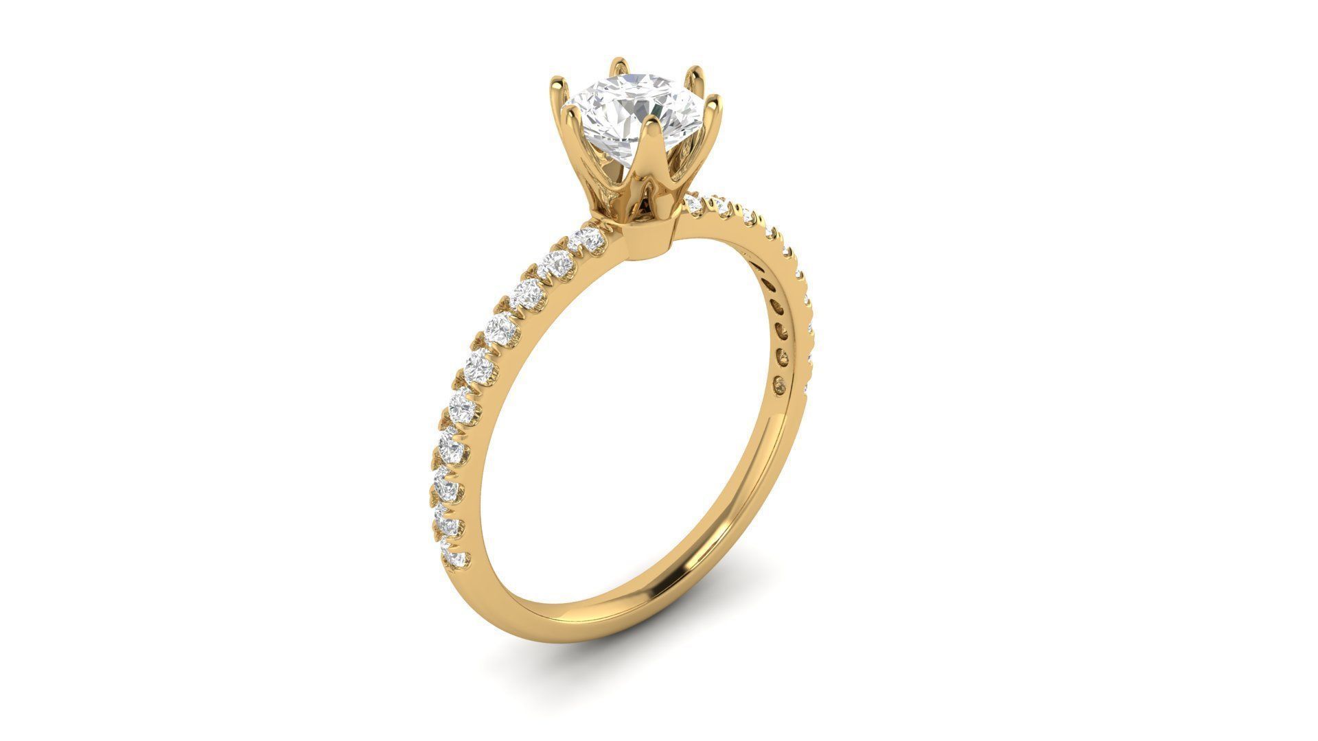 Princess Diamond Engagement Ring 3D print model_4