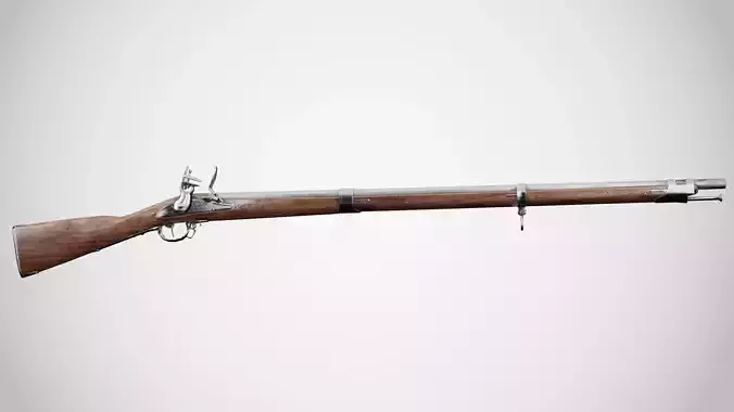 M1777 Flintlock - Charleville Musket Low-poly 3D model