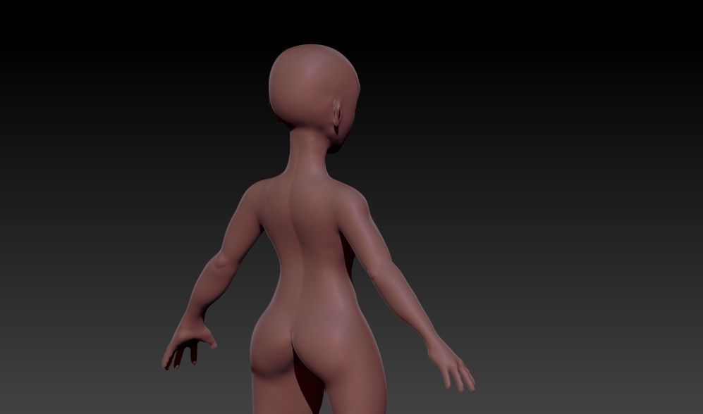 Female Cartoon Anime Base Complete Body Mesh 3D model_7