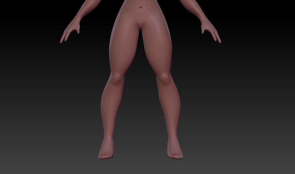 Female Cartoon Anime Base Complete Body Mesh 3D model_5