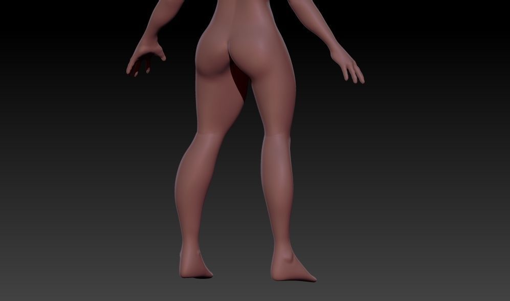 Female Cartoon Anime Base Complete Body Mesh 3D model_6