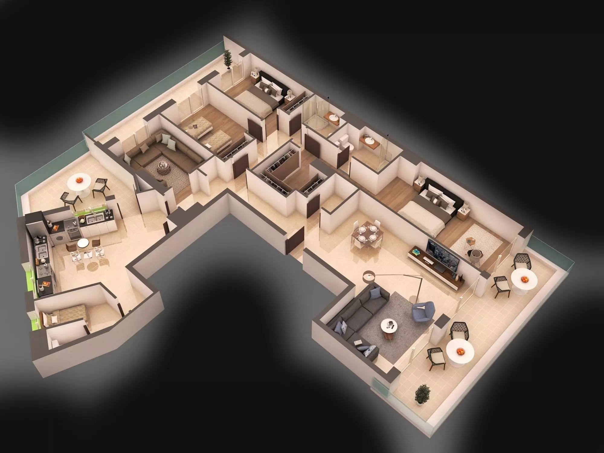 3d apartment floorplan 3D model_0