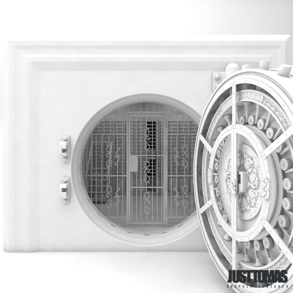 Detailed Bank Safe Low-poly 3D model_1