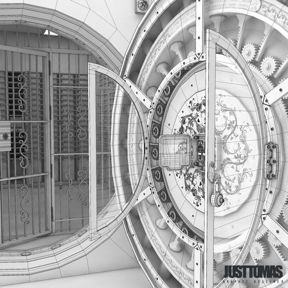Detailed Bank Safe Low-poly 3D model_14