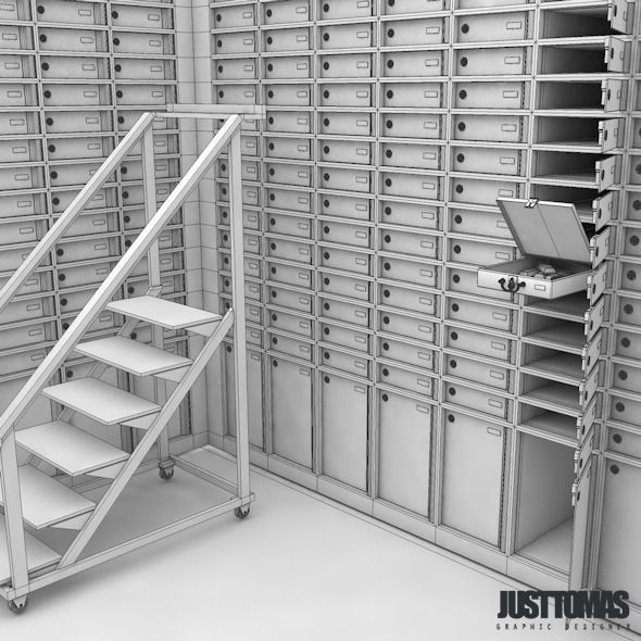 Detailed Bank Safe Low-poly 3D model_13