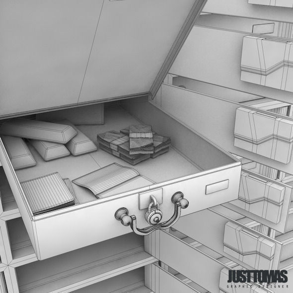Detailed Bank Safe Low-poly 3D model_11