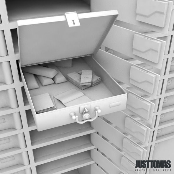 Detailed Bank Safe Low-poly 3D model_9