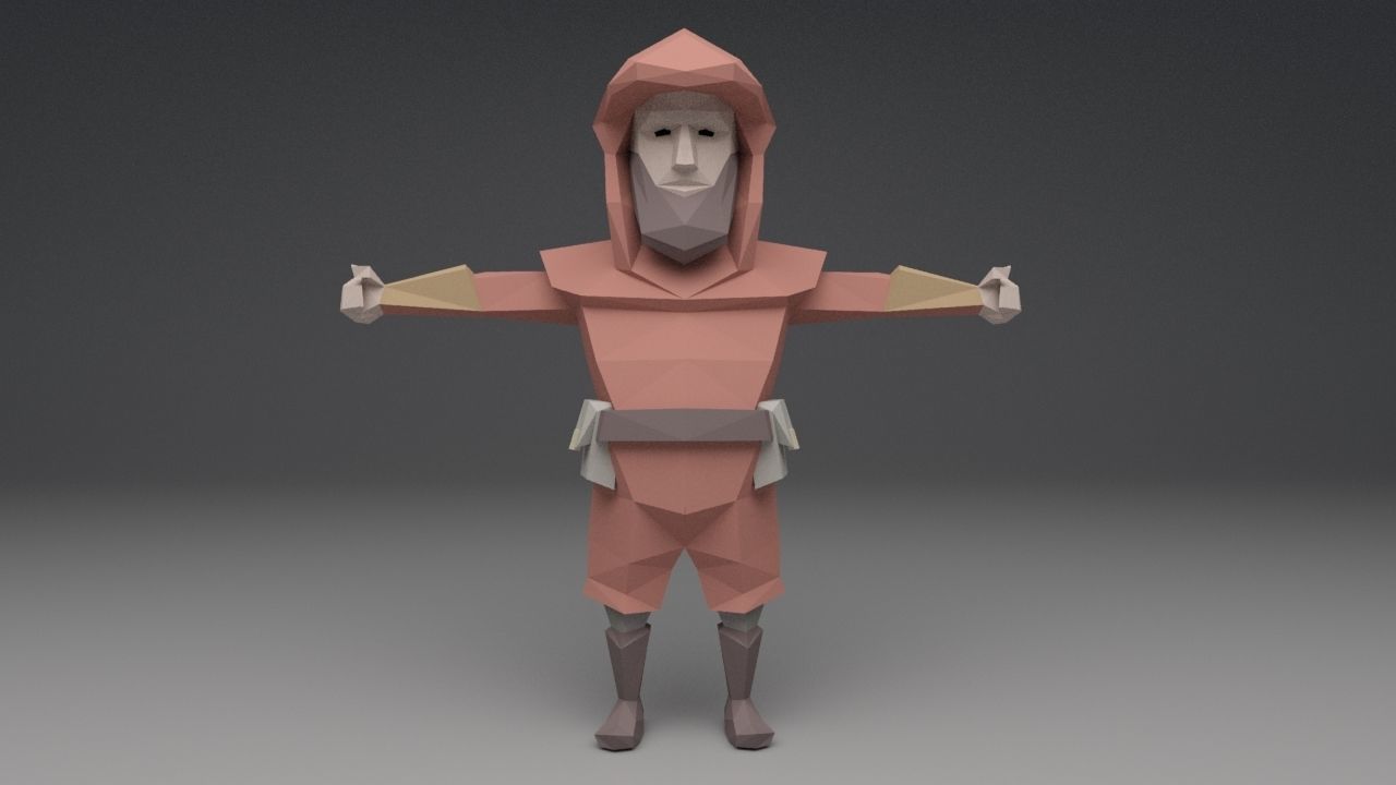 bowman  low poly character model Low-poly 3D model_1