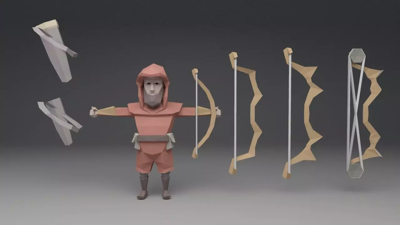 bowman  low poly character model Low-poly 3D model_0