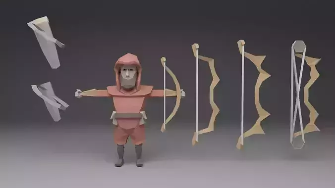 bowman  low poly character model Low-poly 3D model