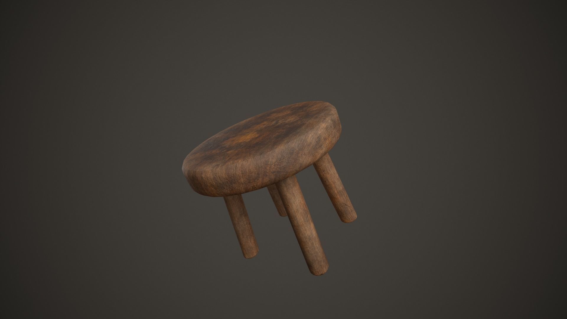 Wooden Tavern Table and Chairs Low-poly 3D model_6