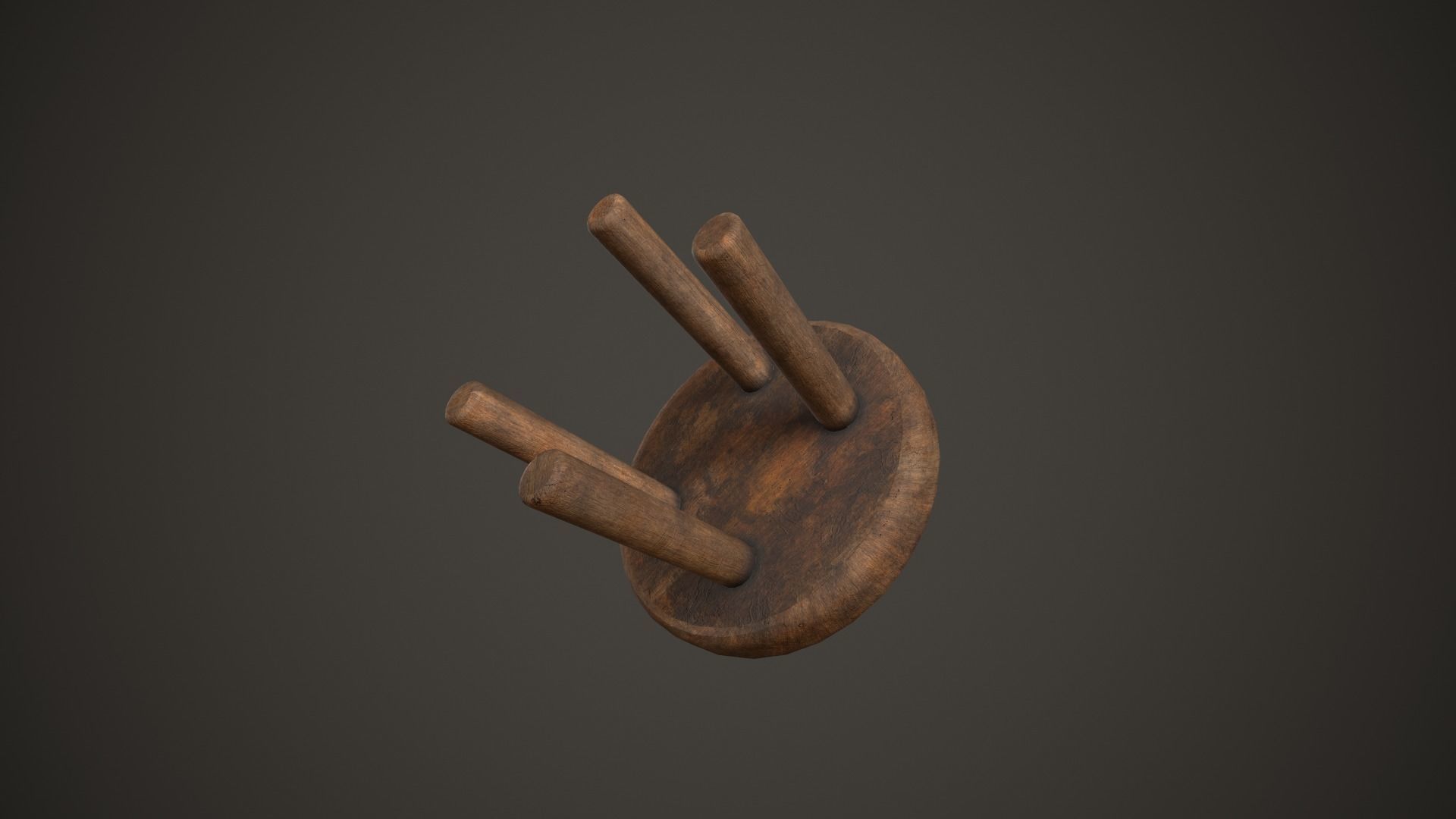 Wooden Tavern Table and Chairs Low-poly 3D model_4