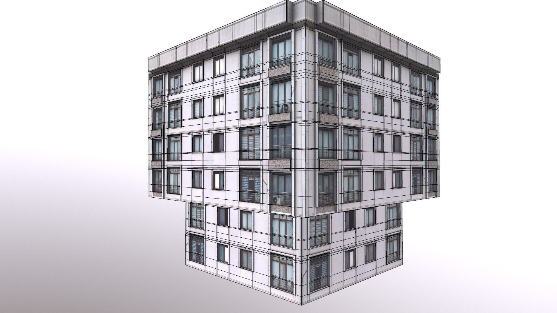 Architectural Building-13 Low-poly 3D model_1