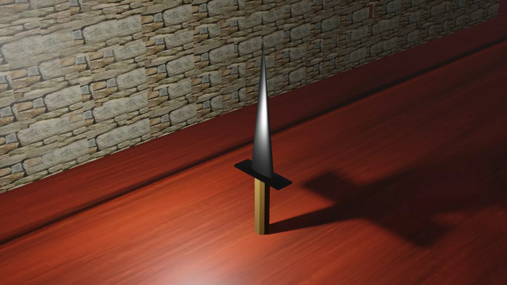 Sword on wooden table Free low-poly 3D model