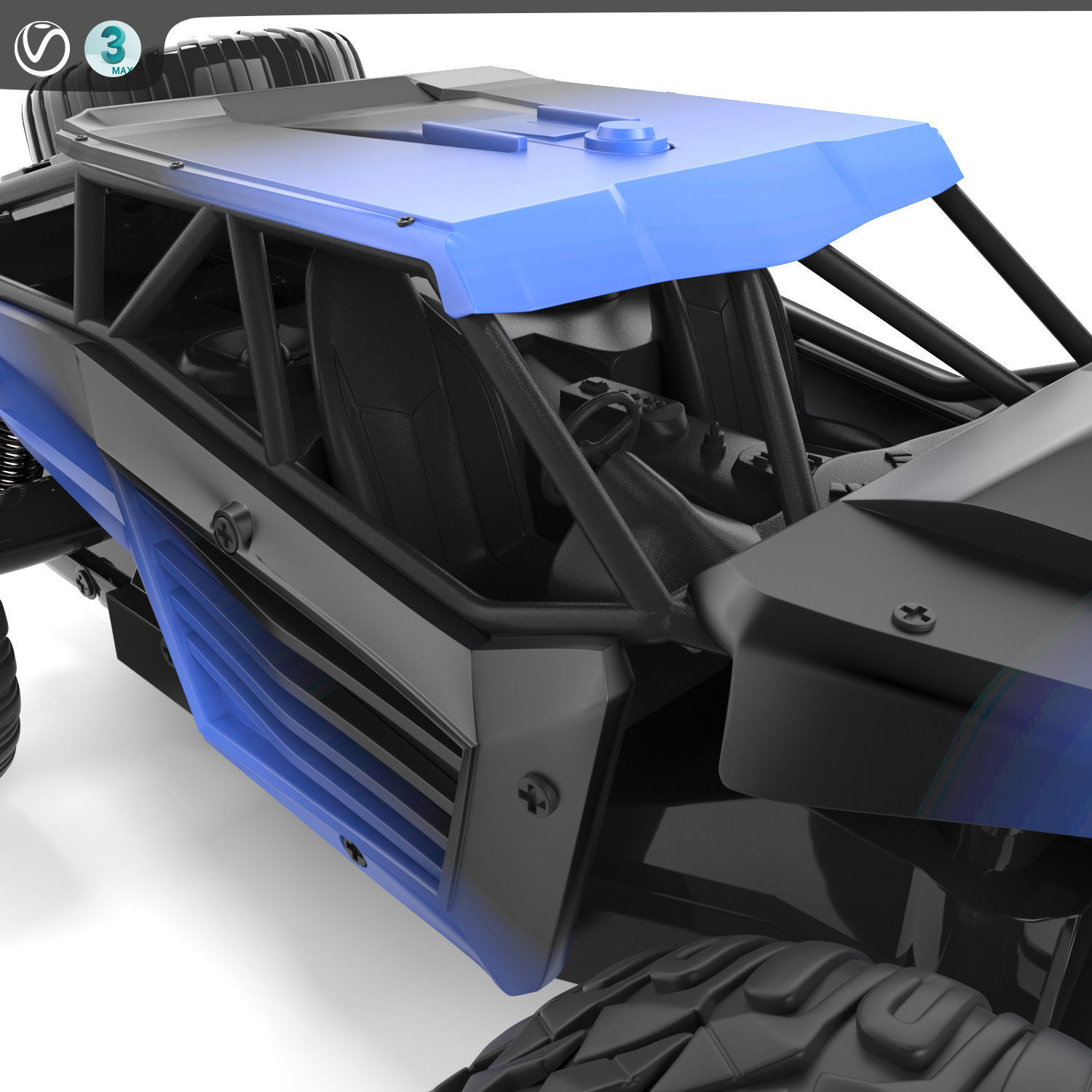 Remote Control Car Blue 3D model_6