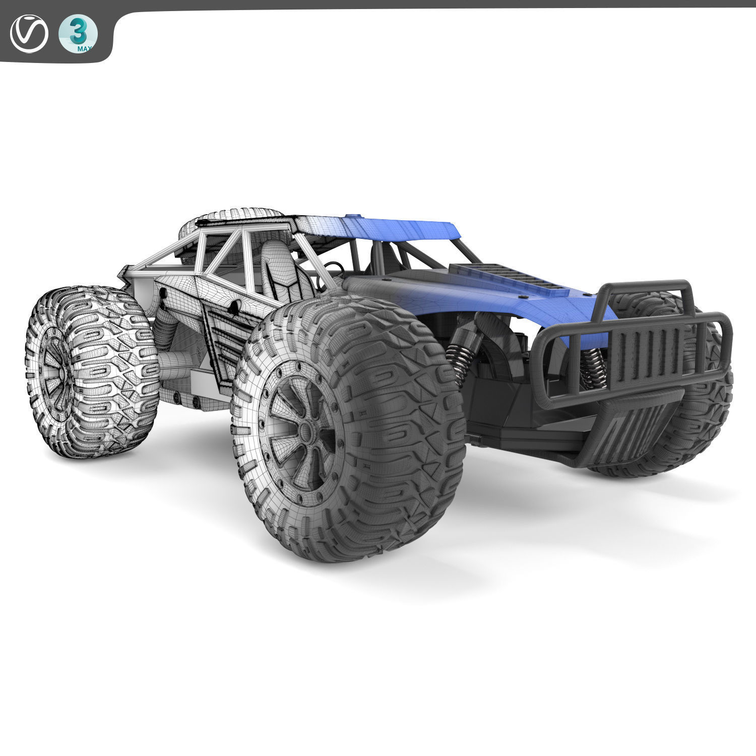Remote Control Car Blue 3D model_2