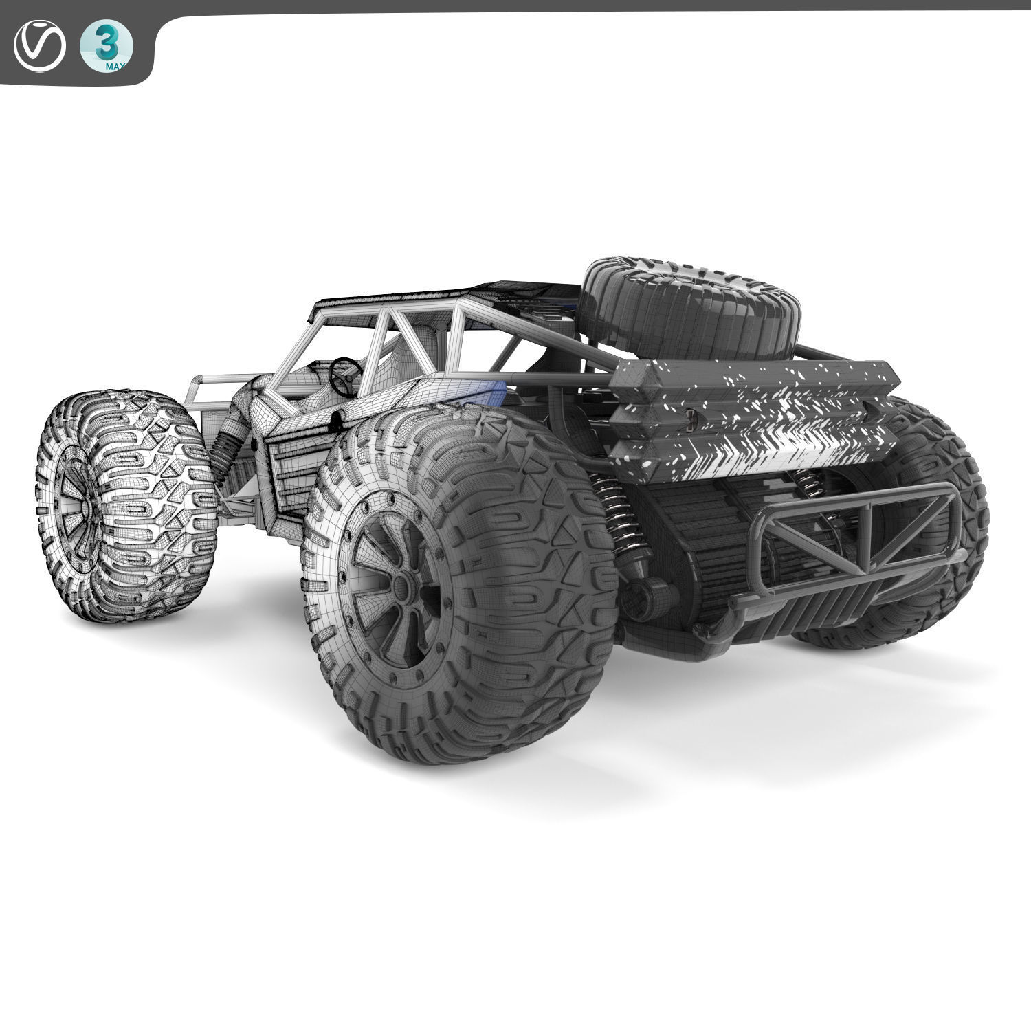 Remote Control Car Blue 3D model_5