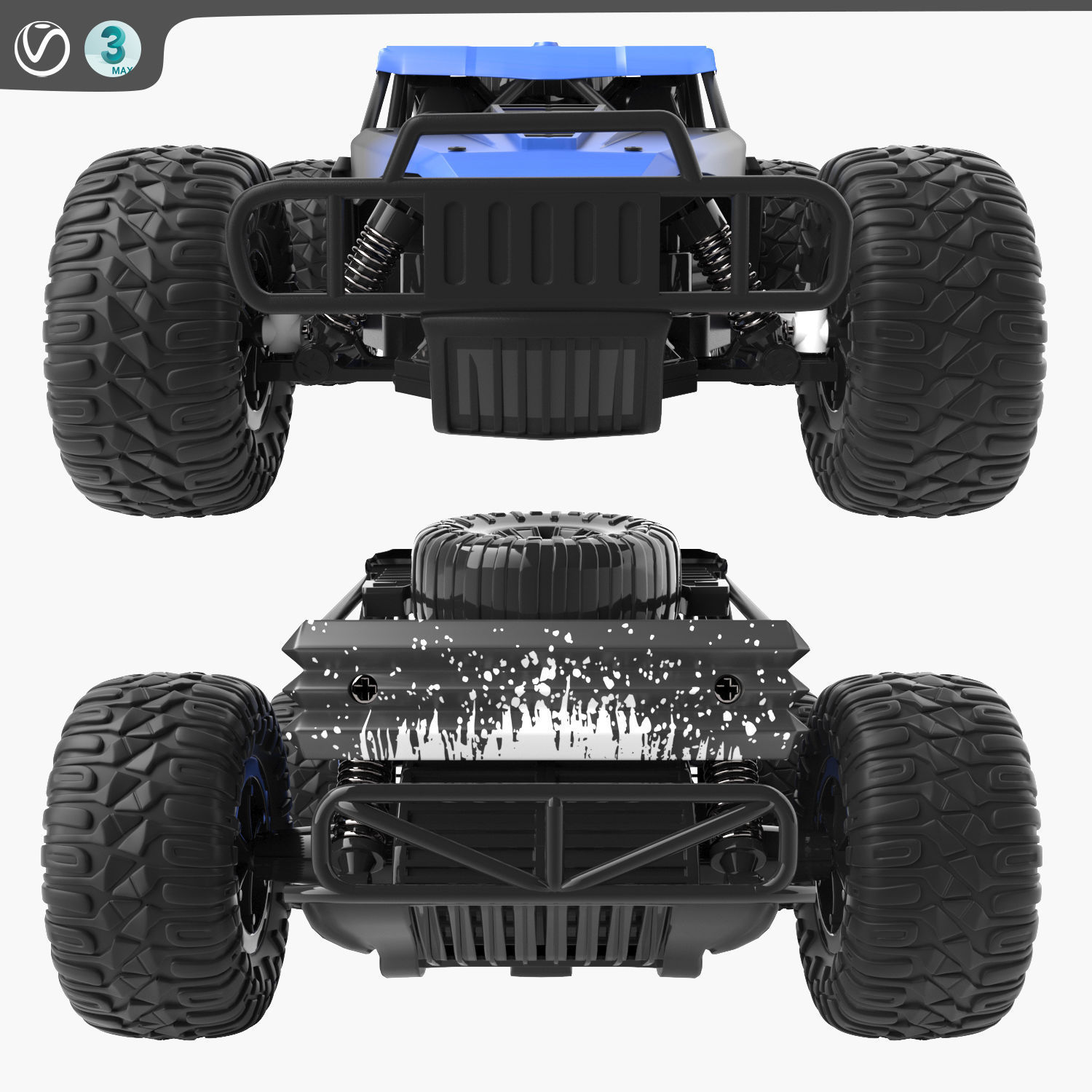Remote Control Car Blue 3D model_11