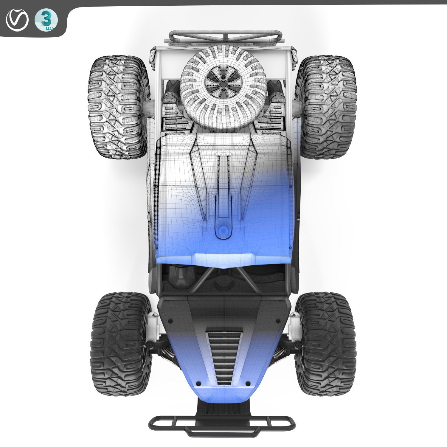 Remote Control Car Blue 3D model_9