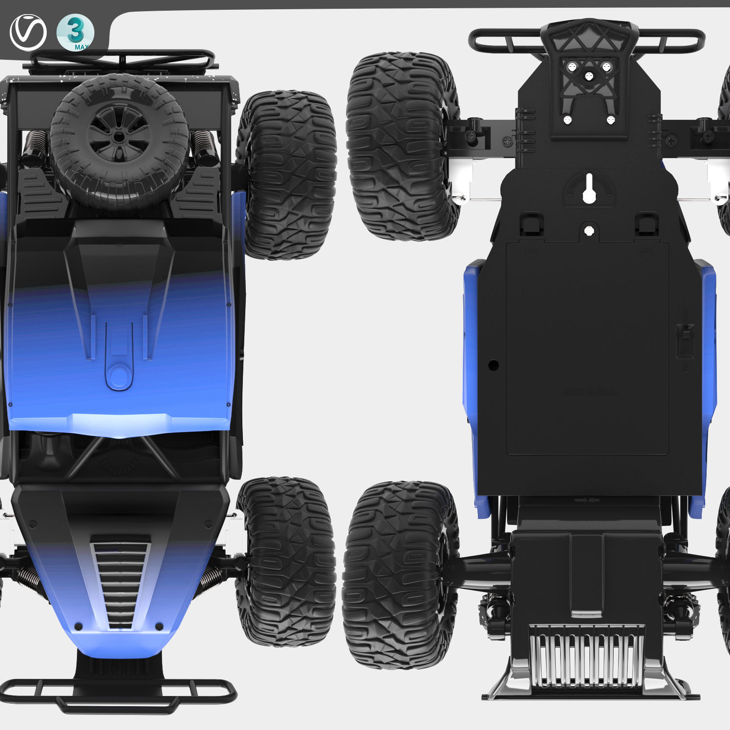 Remote Control Car Blue 3D model_3