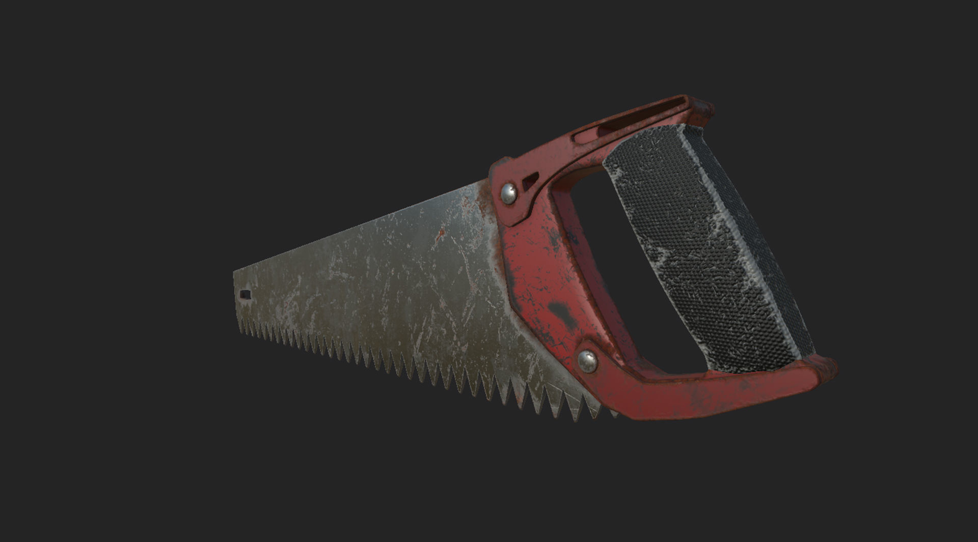 Old rusty red hacksaw and saw  3D model_3