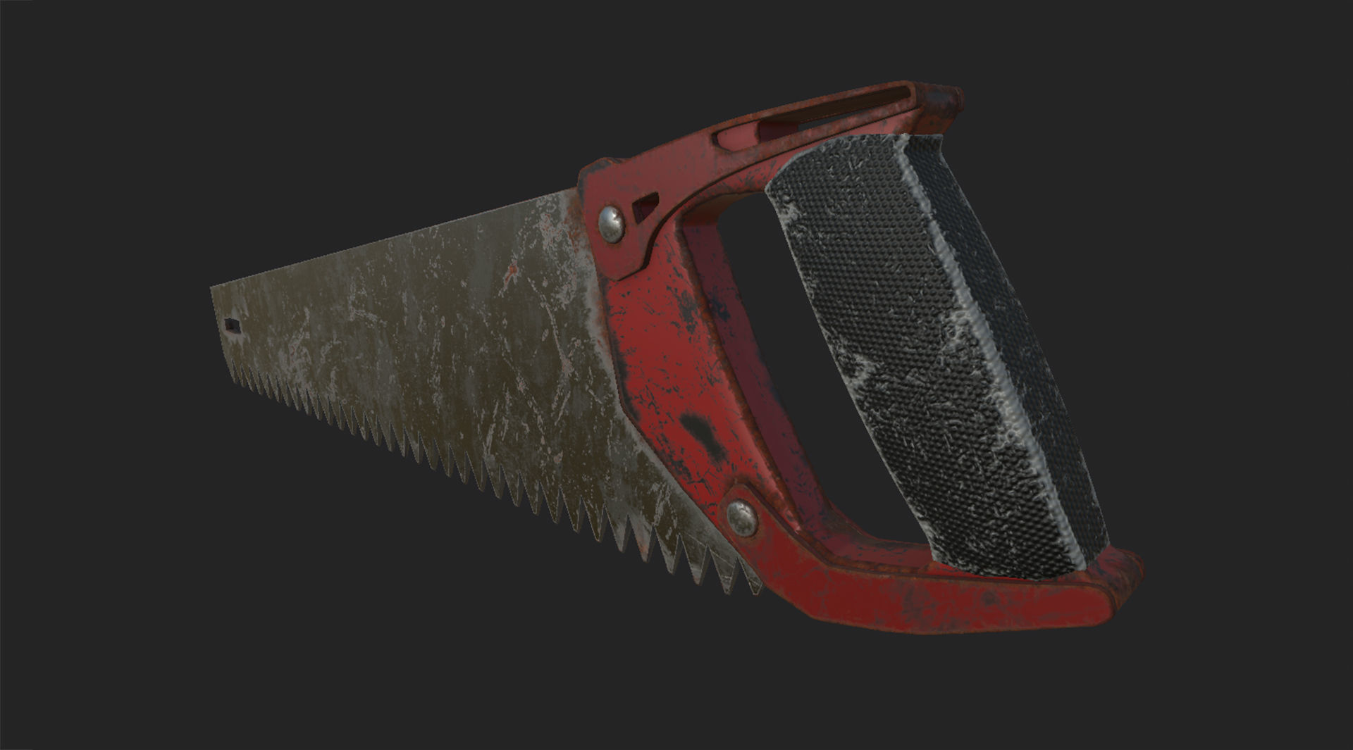 Old rusty red hacksaw and saw  3D model_9