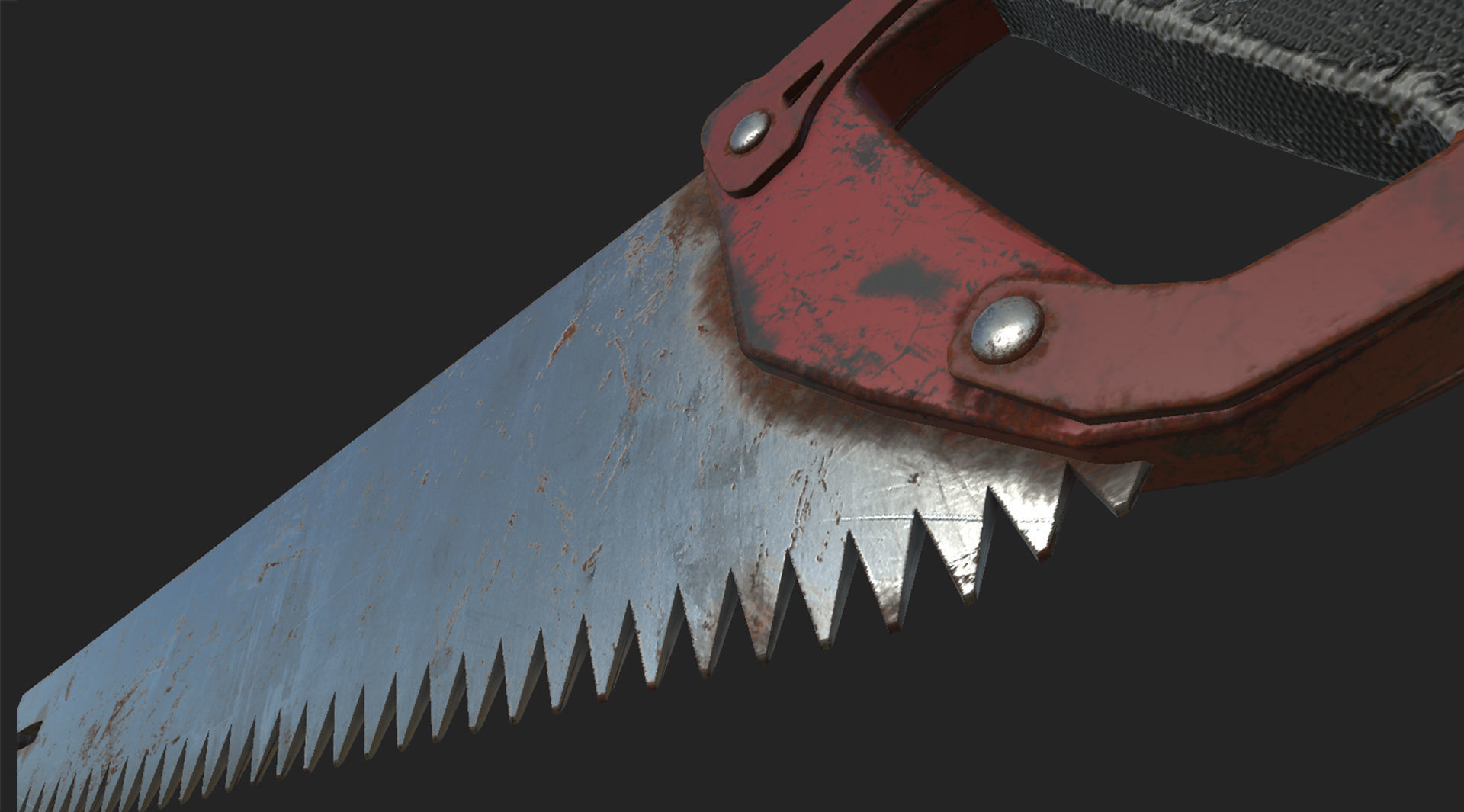 Old rusty red hacksaw and saw  3D model_5