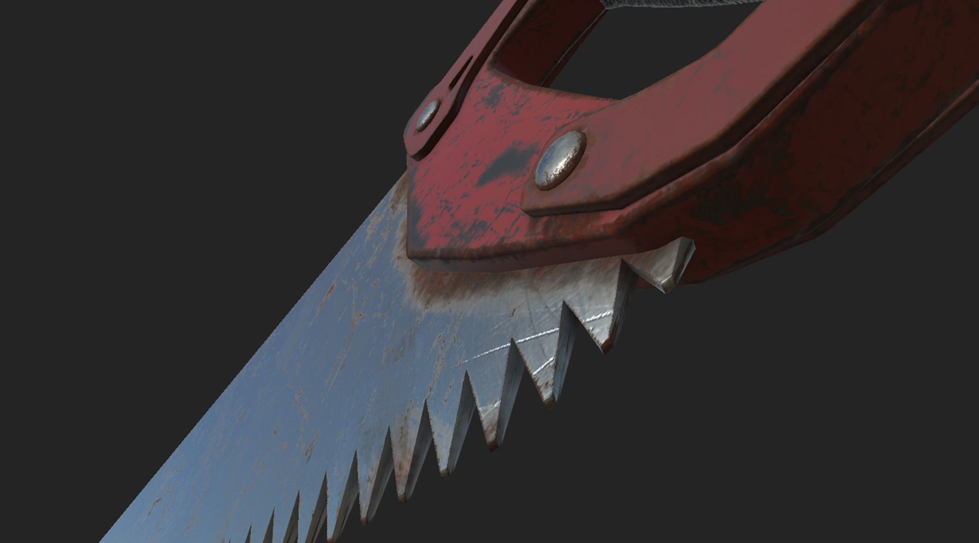 Old rusty red hacksaw and saw  3D model_2
