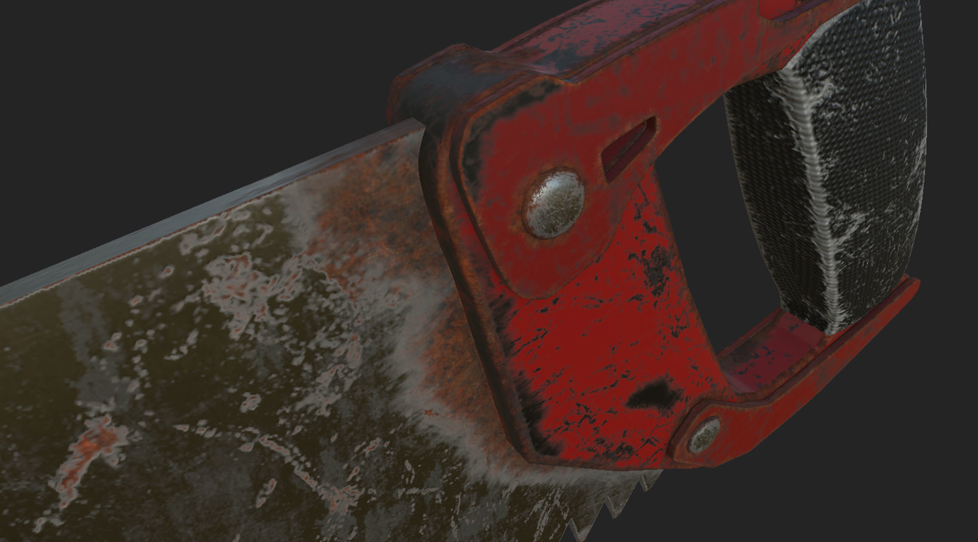 Old rusty red hacksaw and saw  3D model_1
