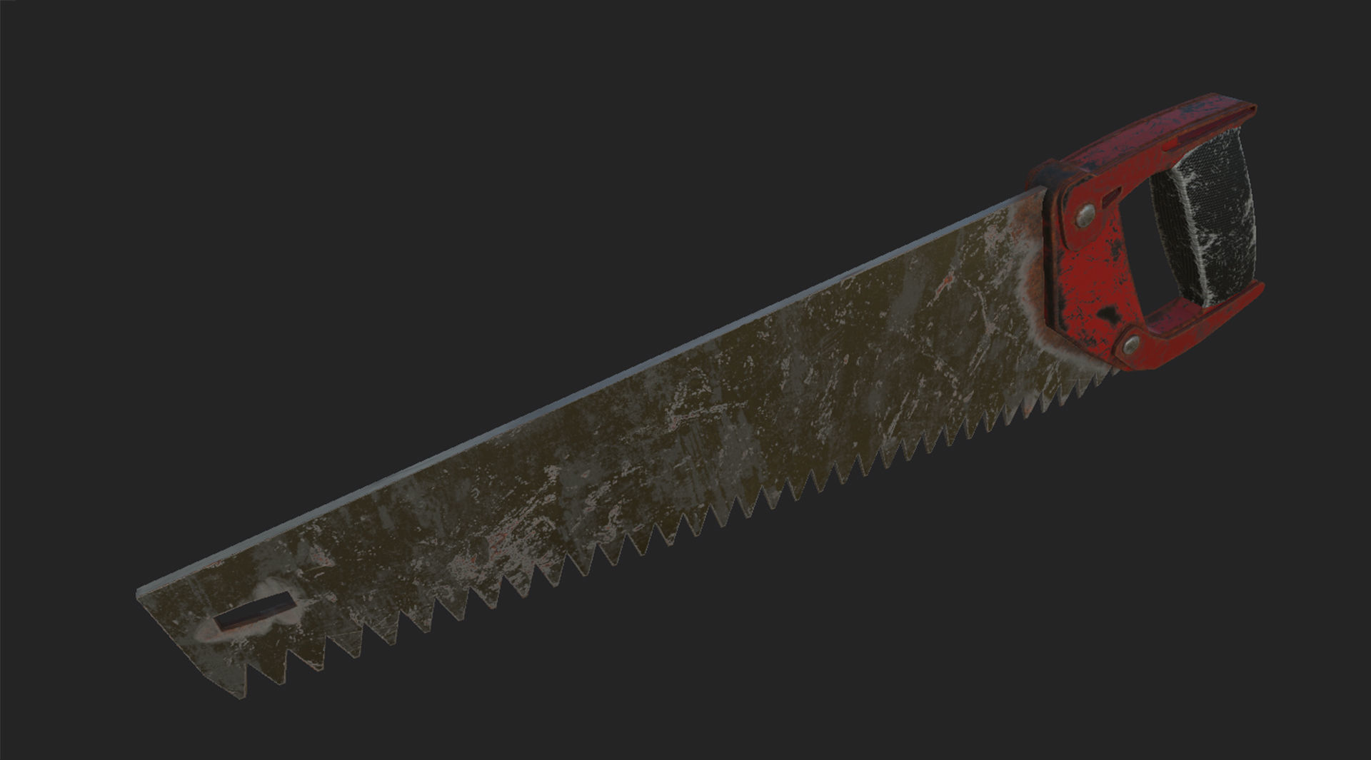 Old rusty red hacksaw and saw  3D model_6