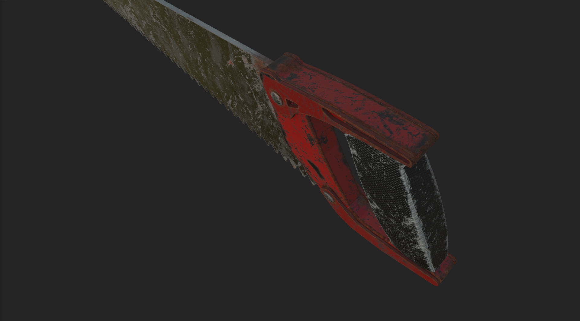 Old rusty red hacksaw and saw  3D model_8