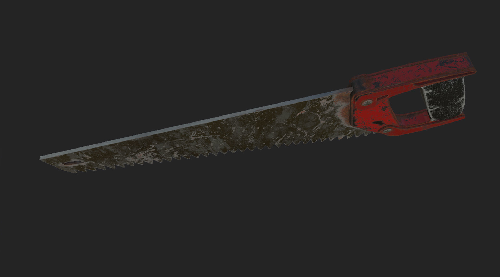 Old rusty red hacksaw and saw  3D model_4
