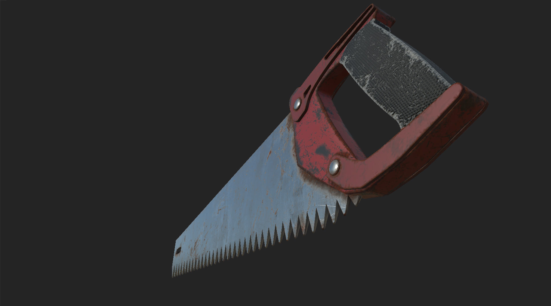 Old rusty red hacksaw and saw  3D model_7