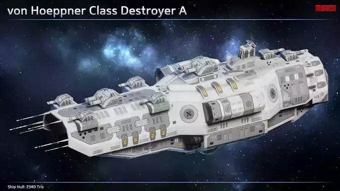 Spaceship von Hoeppner Destroyers Low-poly 3D model