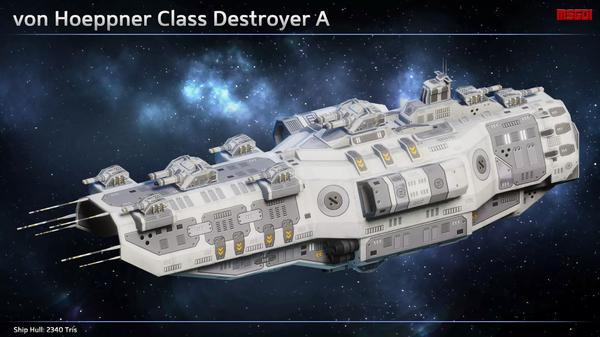 Spaceship von Hoeppner Destroyers Low-poly 3D model_0