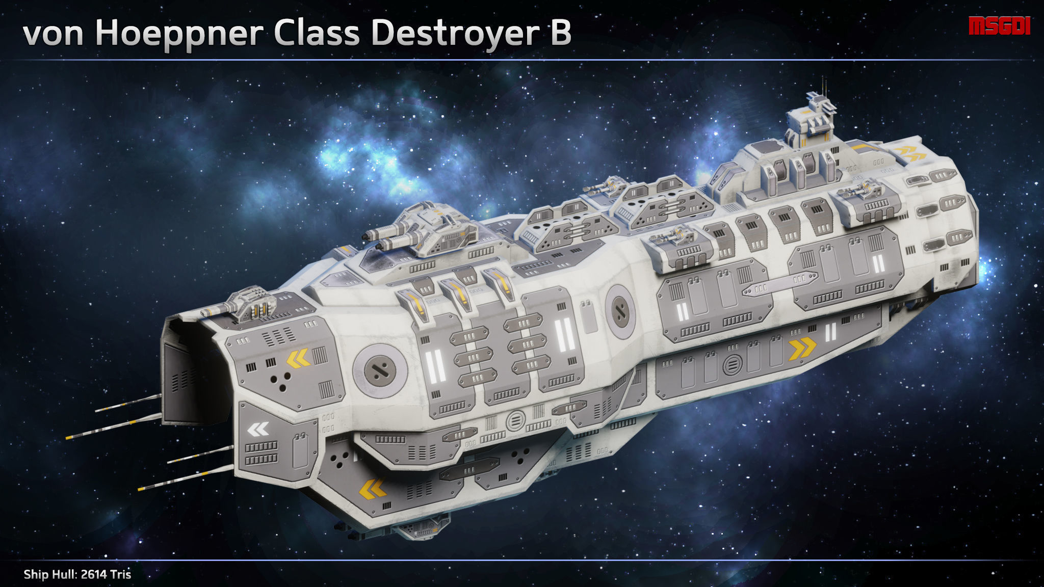 Spaceship von Hoeppner Destroyers Low-poly 3D model_2