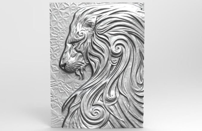 Lion 4 bas-relief CNC 3D print model