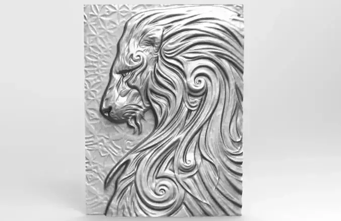 Lion 4 bas-relief CNC 3D print model