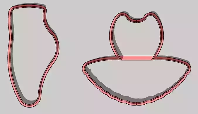 Ballet Cookie Cutter - Dress and Shoes 3D print model