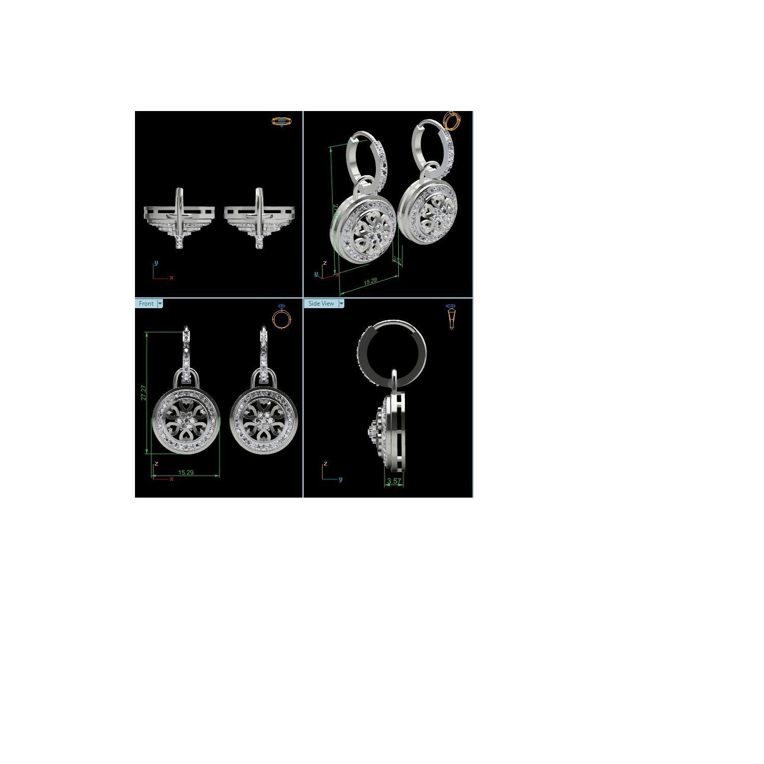 Women earrings 3dm render detail 3D print model 3D print model_6