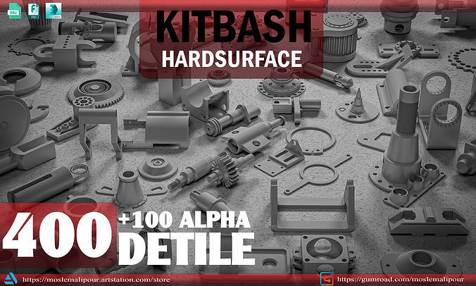 400 HARDSURFACE DETILS-100 ALPHA 3D model