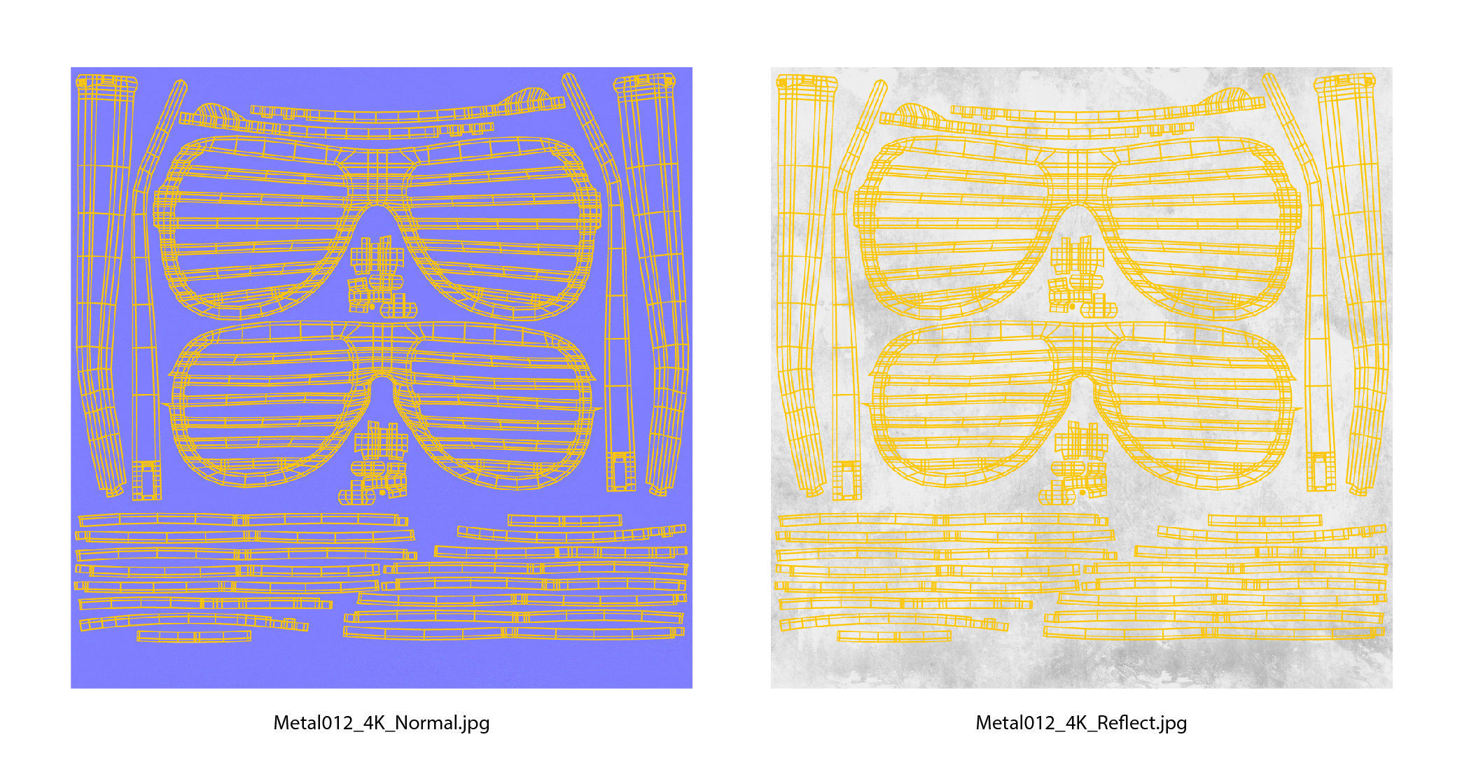 Gold shutter shade sunglasses 3D model_11