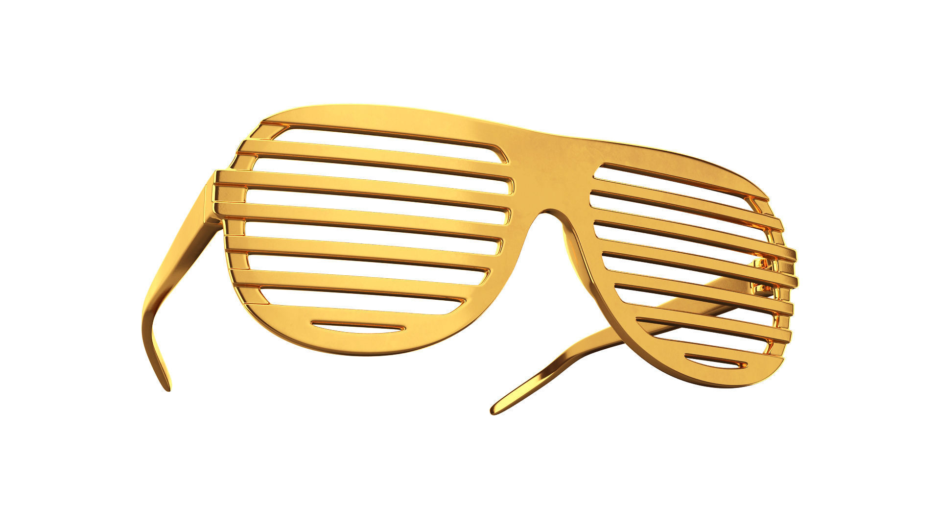 Gold shutter shade sunglasses 3D model_2