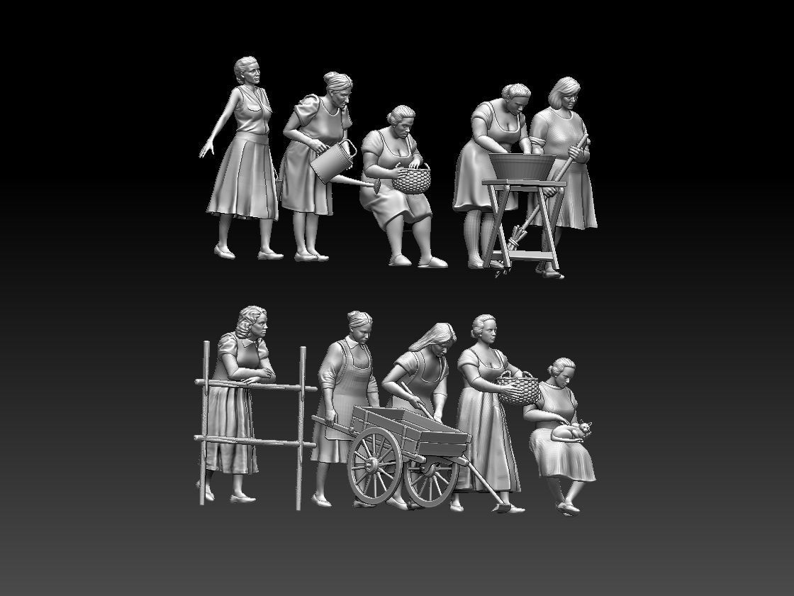 women group of figurines 3D print model_83