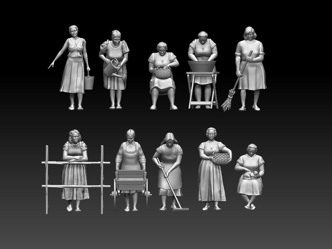 women group of figurines 3D print model_16